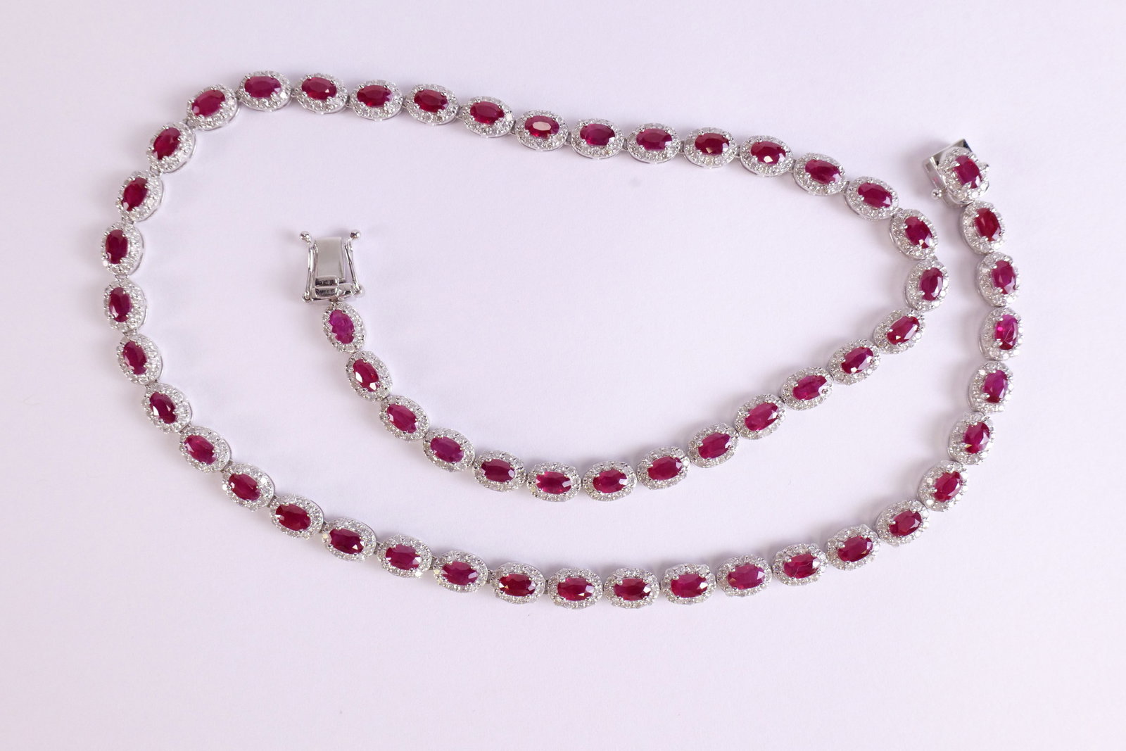Oscar Friedman Platinum, Ruby & Diamond Necklace - 7