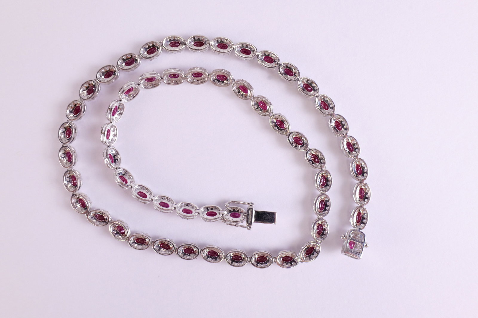 Oscar Friedman Platinum, Ruby & Diamond Necklace - 8