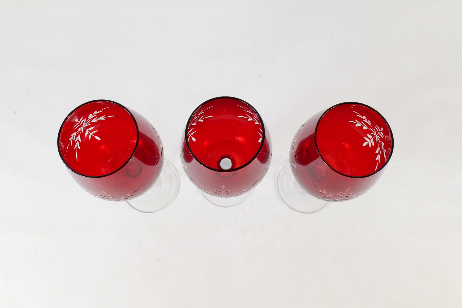 3 Ruby Cut to Clear Glasses - 2