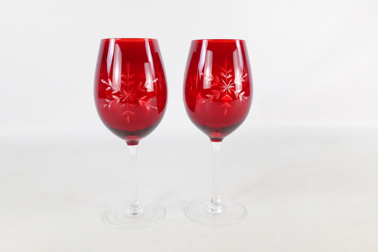 3 Ruby Cut to Clear Glasses - 3