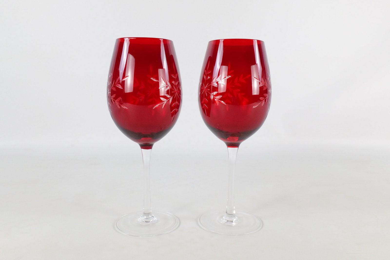 3 Ruby Cut to Clear Glasses - 6