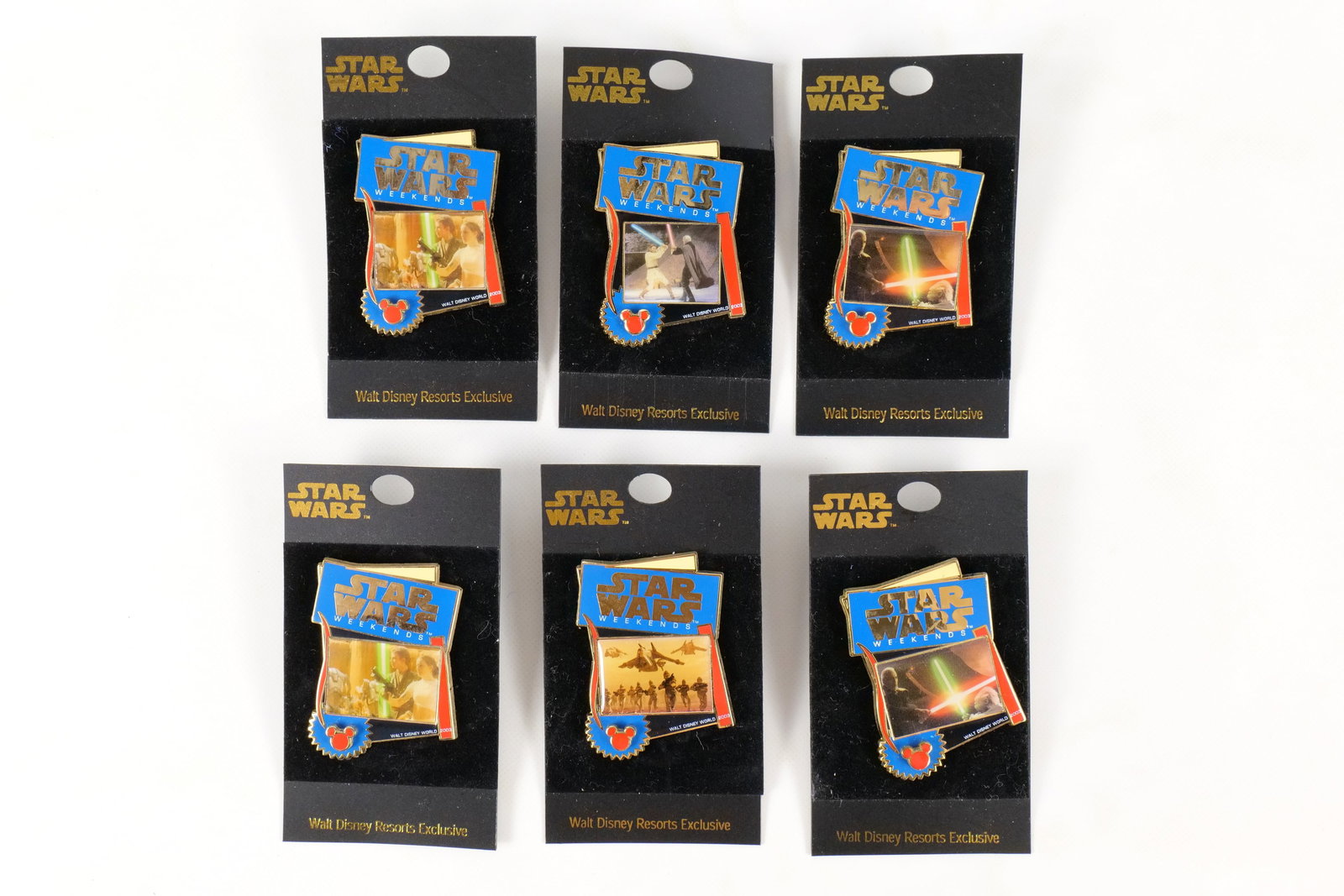 Lot of 6 Star Wars Weekends Exclusive Trading Pins: Lot of 6 Star Wars Weekends Walt Disney Resorts Exclusive Trading Pins. Some duplicates. All come with card backs. All invoices must be paid within 24 hours of the sale. We offer multiple shipping opt