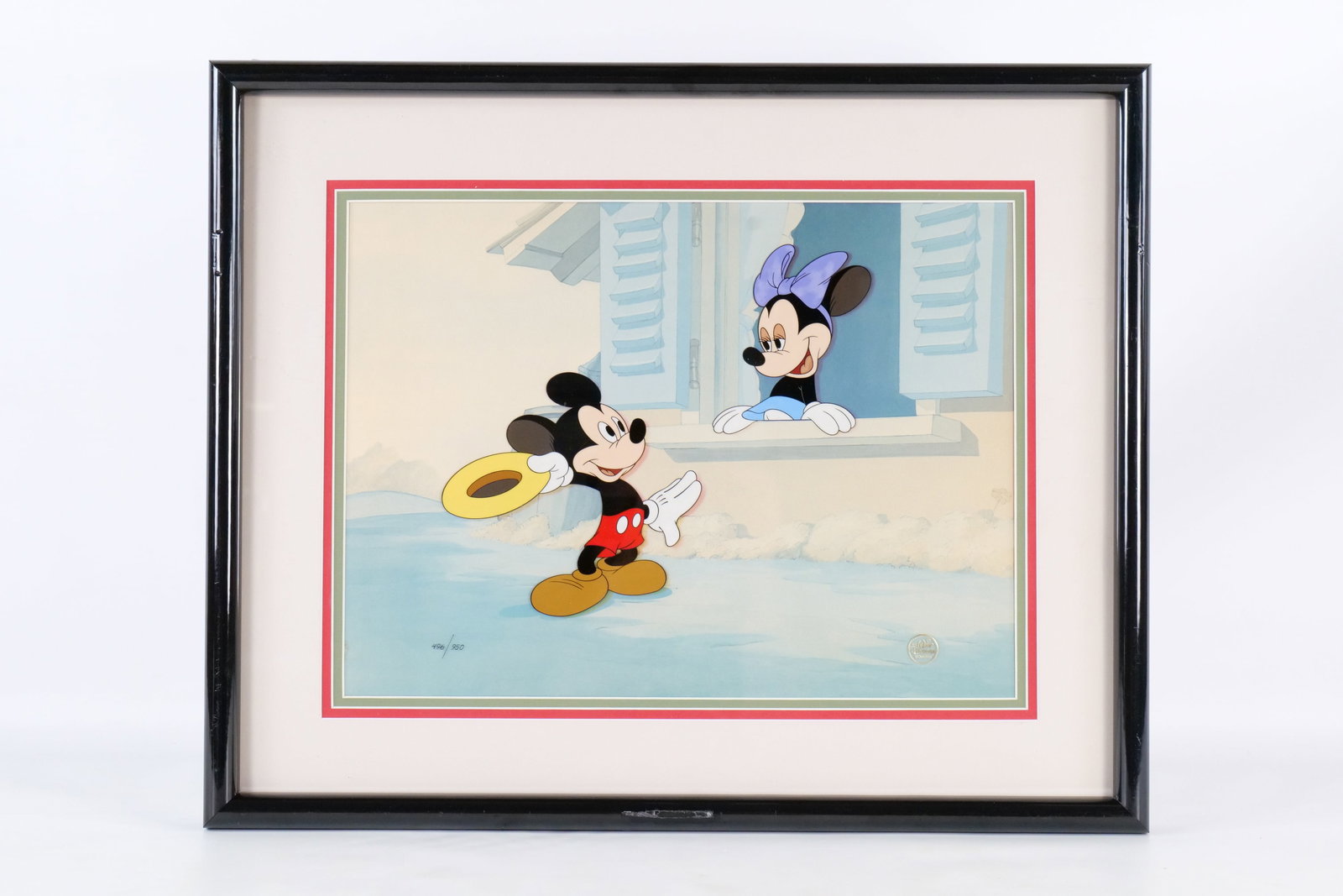 The Little Whirlwind Walt Disney Animation Cel: "The Little Whirlwind" Walt Disney Animation Studios Hand Painted Cel . Depicting Mickey and Minnie Mouse. Released in 1988 to commemorate Mickey Mouse's sixtieth anniversary. Limited Edition #496 out