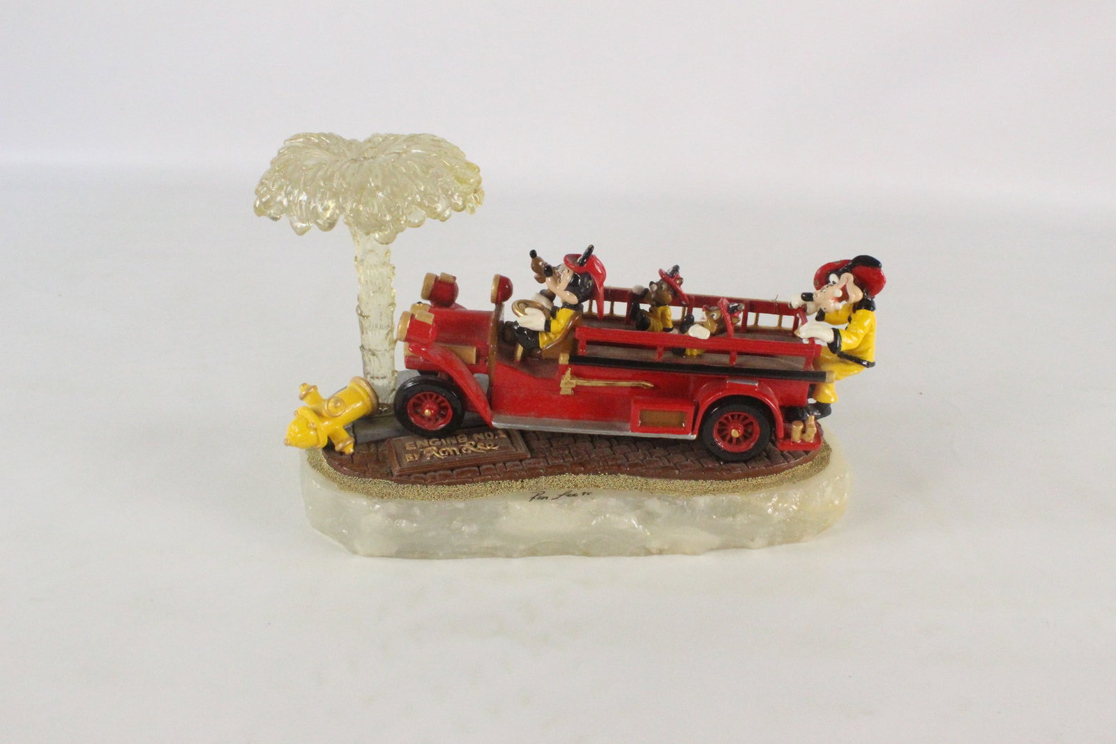 Disney Ron Lee "Engine No. 1" - AS-IS: Disney Ron Lee "Engine No. 1". Features Mickey, Pluto, Chip, Dale, and Goofy. Limited Edition #129 of 500. Dated 1995. Artist Signed. Unfortunately Goofy has been decapitated and his head has been rep