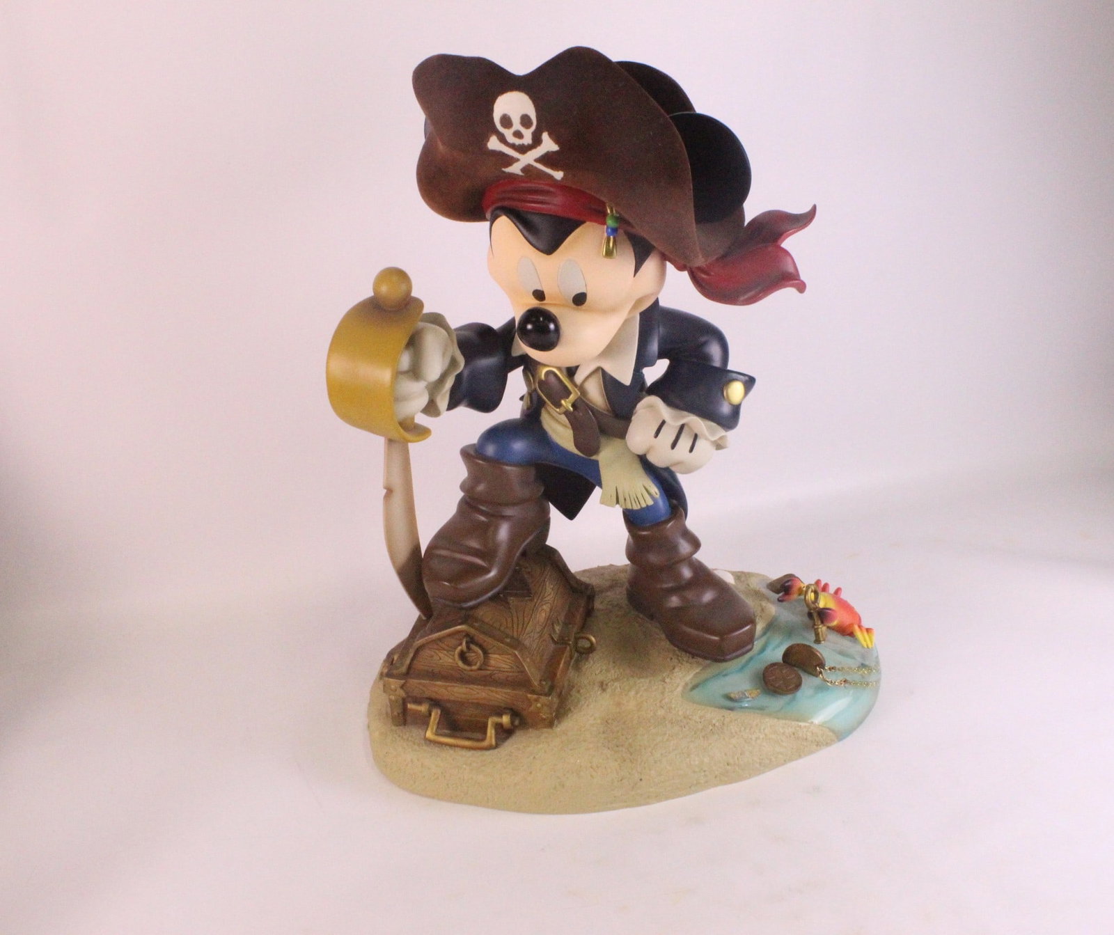 The Art of Disney "I Want 50% of ye Treasure, Mate!" Pirate Mickey Big Fig: The Art of Disney "I Want 50% of ye Treasure, Mate!" Mickey Mouse as Pirate Big Fig. By artist Costa Alavezos. One small hook on the treasure chest has been repaired. Measures 19 inches tall by 17 inc