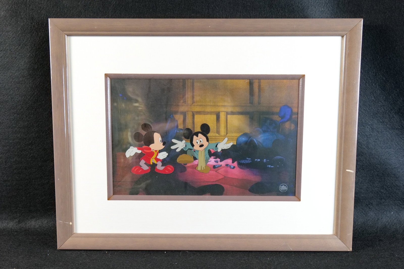 Disney The Prince and the Pauper Original Hand Painted Production Cel: Disney The Prince and the Pauper Original Hand Painted Production Cel. Created in 1990. Features Mickey Mouse in both roles. Framed and matted. Comes with the COA. The frame does have some nicks. Meas
