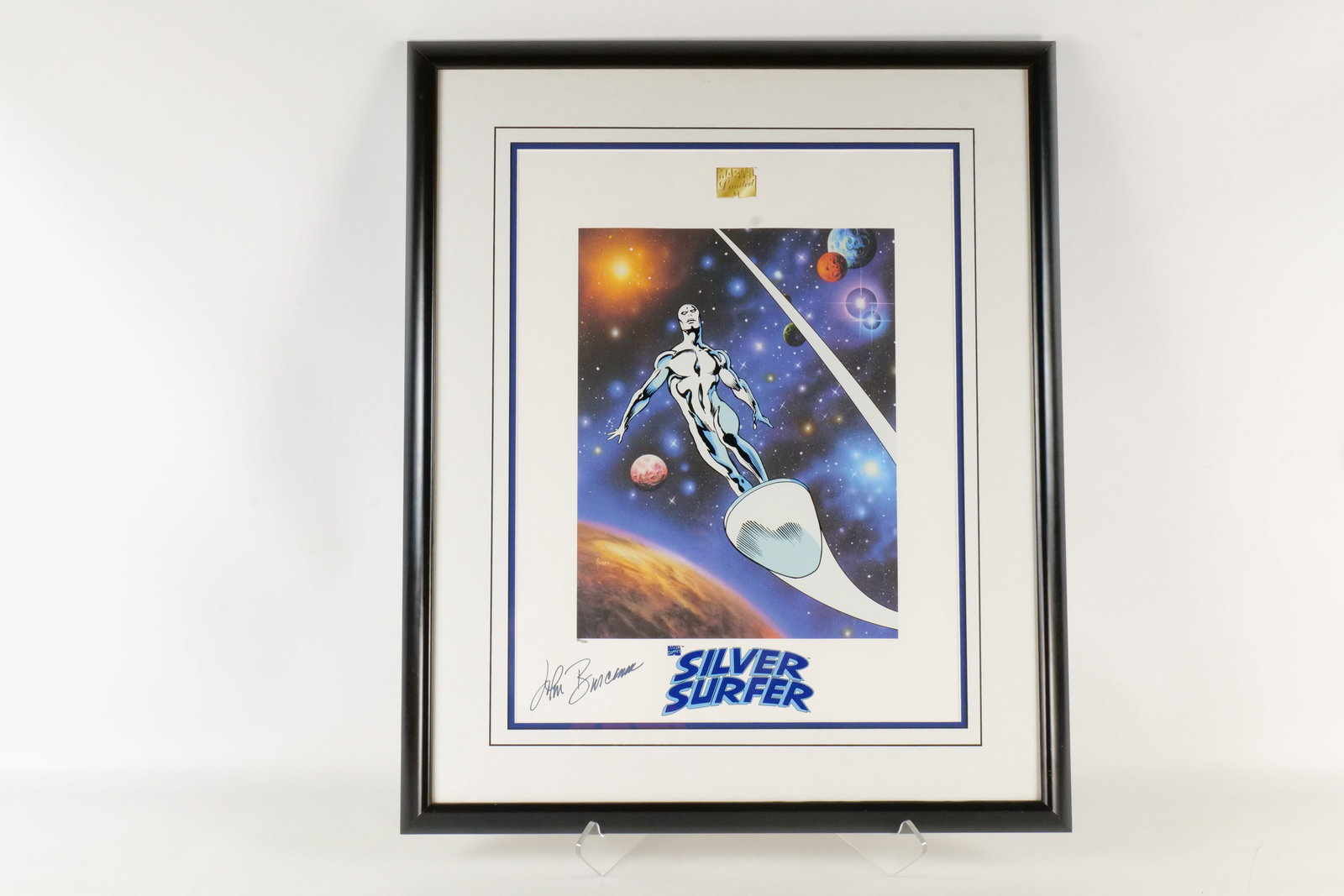 Marvel Silver Surfer Lithoserigraph - Signed: Marvel Silver Surfer Lithoserigraph. Signed by John Buscema. Limited Edition #150 / 250. Comes with COA on the back. Framed and matted. Measures 30 inches tall 25 1/2 inches wide. 100% of all proceeds