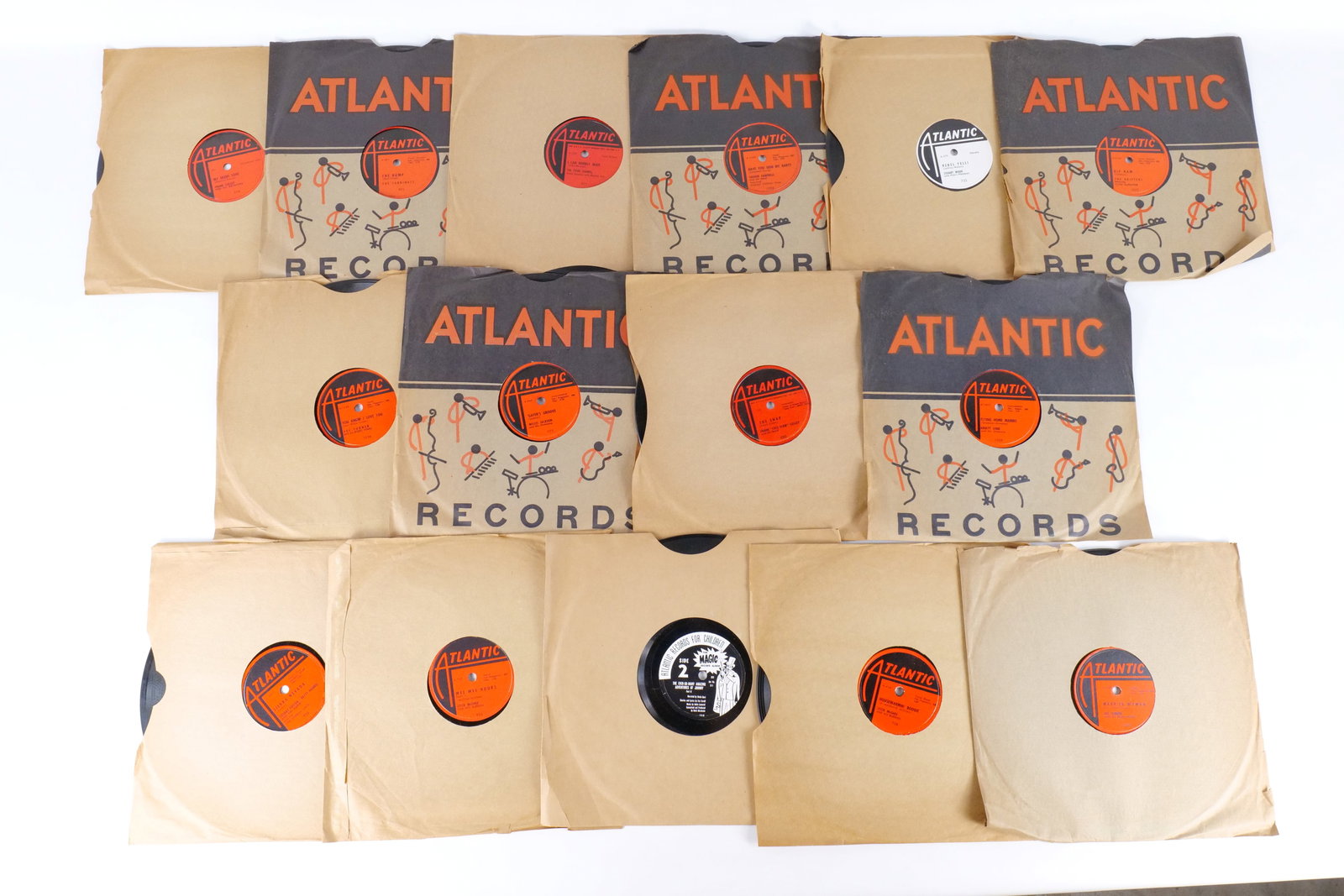 Lot of 15 Vintage 78 RPM Vinyl Records - Atlantic Records: Lot of 15 Vintage 78 RPM Vinyl Records - Atlantic Records. Includes R&B, Blues, and Children's. Artists include Choker Campbell, The Cardinals, Arnett Cobb and His Orchestra, Errol Garner, Stick