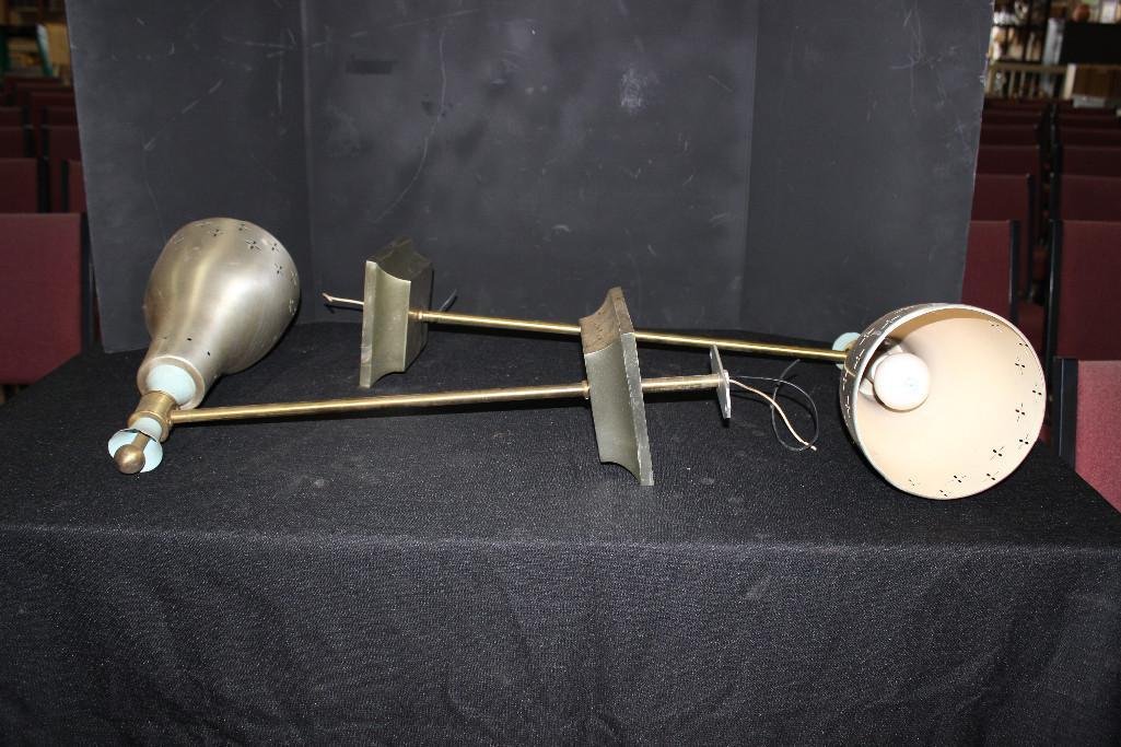 Soda Fountain Lighting: Pair of two silver and turquoise
