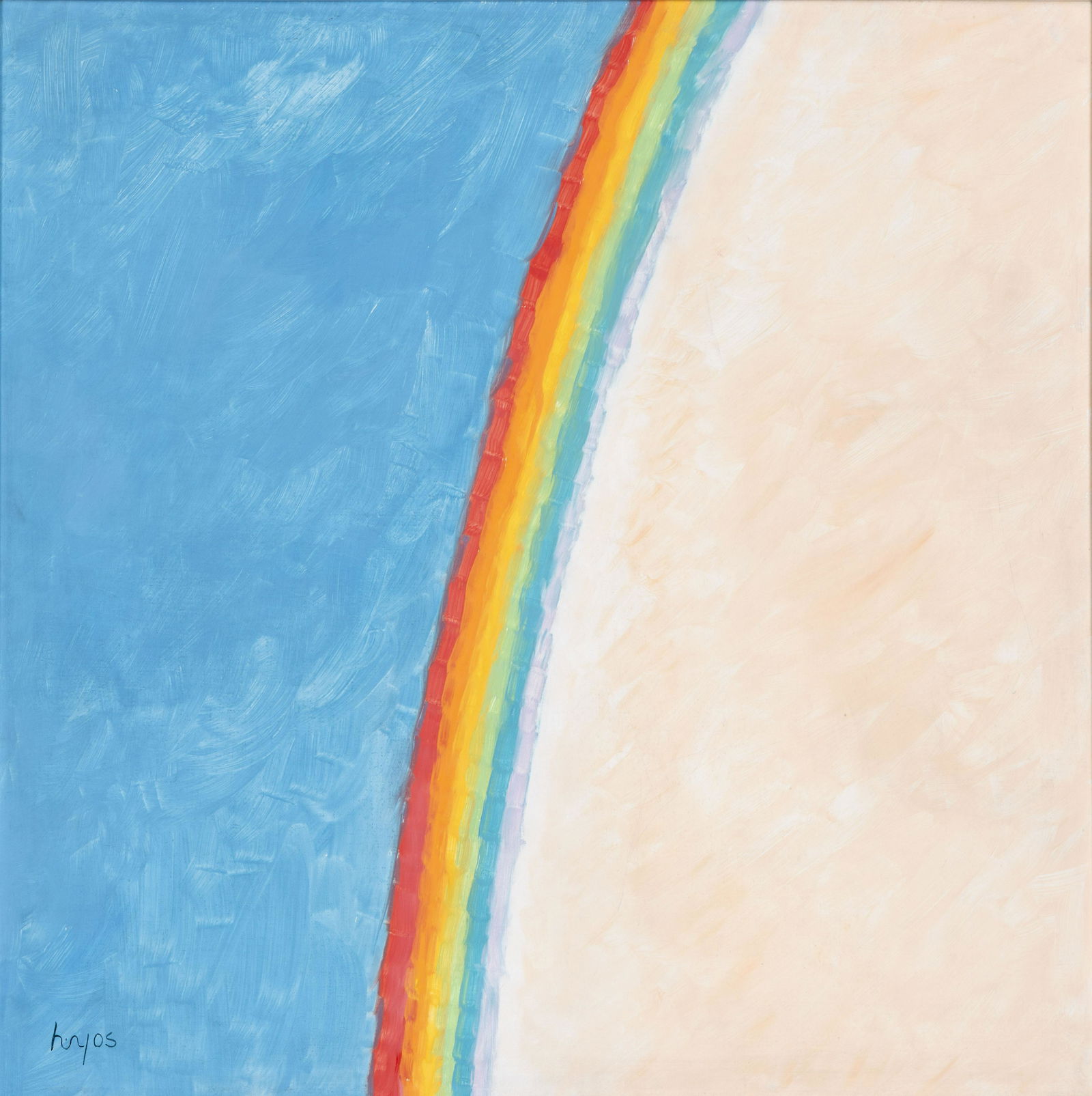 Hoyos Ana Mercedes, Arco iris, 1980: Arco iris, 1980, Ana Mercedes Hoyos (Colombia, 1942 - 2014). Óleo sobre lienzo. 60 cm x 60 cm. Firmado Hoyos en la parte inferior izquierda. Ana Mercedes Hoyos: retrospectiva / textos Ángel Kalenber