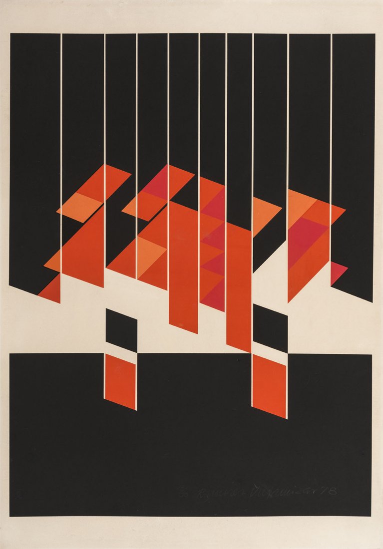 Eduardo Ramirez Villamizar, sin título, 1978: Colombia, 1922 - 2004. Serigrafía sobre papel - edición 13 de 30. "100 x 70 cm (39 3/8 x 27 9/16 in) - tamaño del papel 87 x 65.5 cm (34 1/4 x 25 13/16 in) - tamaño de la imagen". 1978