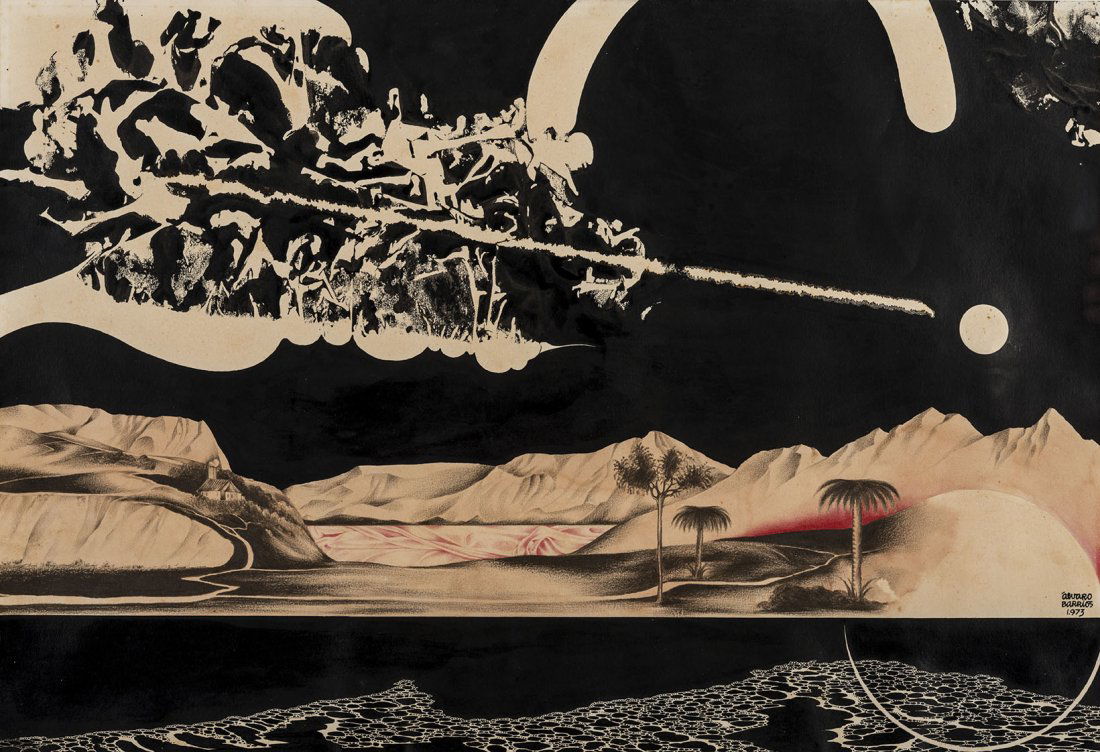 Alvaro Barrios, sin título, 1973: Colombia, 1945. Tinta, grafito y lápices de colores sobre papel. 33 x 48.5 cm (13 x 19 1/16 in). 1973