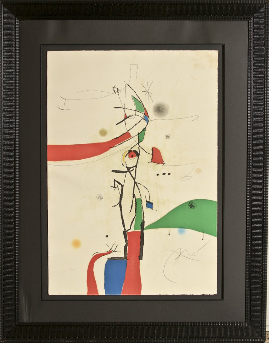 Fine Art by Joan Miro: Approx. Size w/o Frame: 36" x 25" Large Lithograph