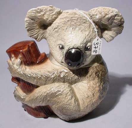 AMUSING KOALA BEAR FIGURED CERAMIC COOKIE JAR; 11: AMUSING KOALA BEAR FIGURED CERAMIC COOKIE JAR; 11 inch height