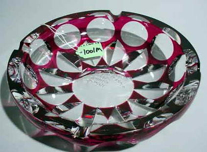 MURANO RUBY CUT-TO-CLEAR GLASS CIRCULAR SHALLOW: MURANO RUBY CUT-TO-CLEAR GLASS CIRCULAR SHALLOW BOWL; 9 inch diameter (Est. 75-125)