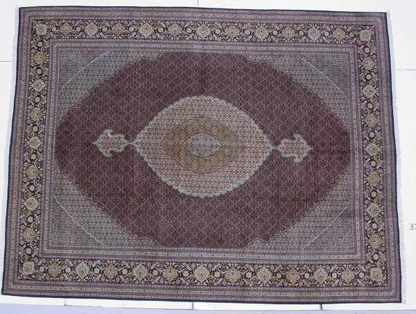 MASTERPIECE PERSIAN TABRIZ, silk inlay, fish desig: MASTERPIECE PERSIAN TABRIZ, silk inlay, fish design; 9.10 X 12.8