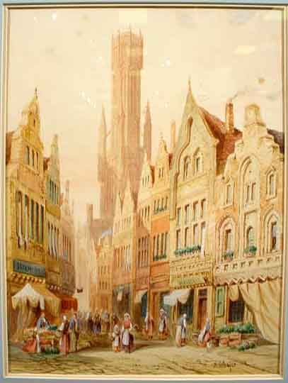 HENRY THOMAS SCHAEFER (British 1818-1873), water: HENRY THOMAS SCHAEFER (British b. 1818-1873), watercolor; 16 inches by 11 inches; ''Study of a Village Gothic Cathedral''; signed lower right (Est. 800-1200) Reference: Benezit