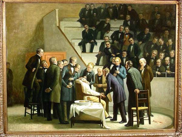 MANPINI (Italian 21st century) fine oil on canvas;: MANPINI (Italian 21st century) fine oil on canvas; "The Agnew Clinic"; 36 inches by 48 inches; signed lower right (after the original by Thomas Eakins, University of Pennsylvania Medical School) (Est.