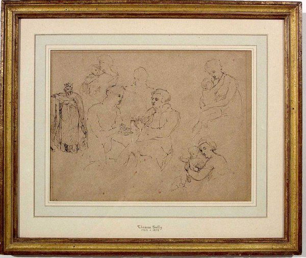 THOMAS SULLY (American/British, 1783-1872); double: THOMAS SULLY (American/British, 1783-1872); double-sided drawing, sepia ink and wash on buff paper, 8-1/2 inches by 11-1/2 inches; ''Figural Studies'' (Est. 2500-3500) PROVENANCE: Blanche Sully; Thoma