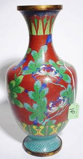 CHINESE CLOISONNE FLORAL DECORATED VASE,: CHINESE CLOISONNE FLORAL DECORATED VASE, early 20th century: 12-3/4 inch height (Est. 75-125) PROVENANCE: Jenny Asby Webb, Houston, Texas