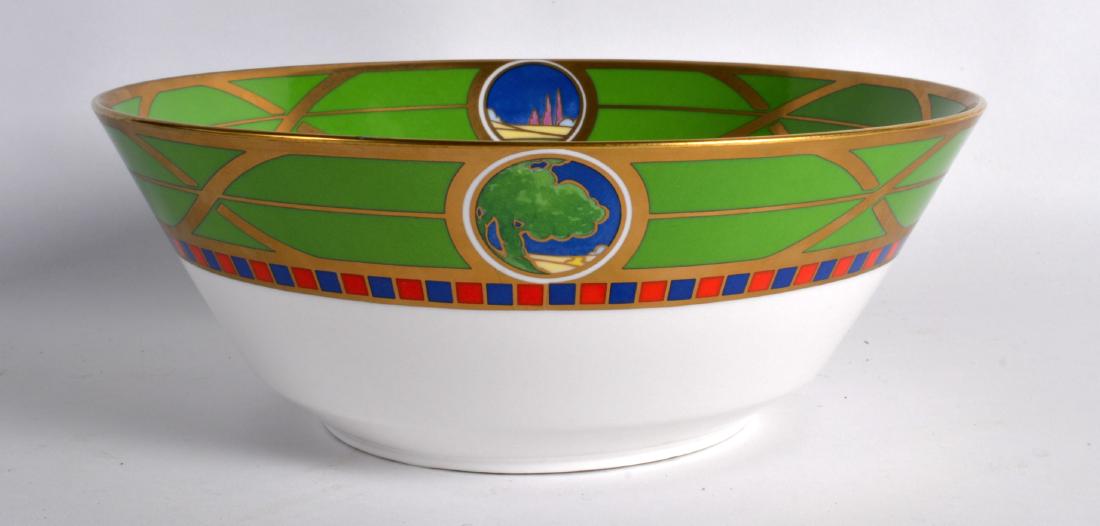 A ROYAL WORCESTER 'ART DECO COLLECTION' LAZY DAYS BOWL: A ROYAL WORCESTER 'ART DECO COLLECTION' LAZY DAYS BOWL painted with a landscape. 9.5ins diameter.