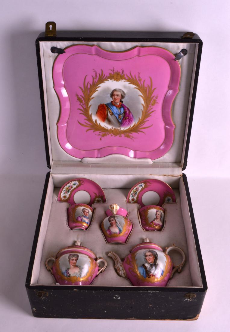 A FINE 19TH CENTURY SEVRES CASED PORCELAIN TEA FOR TWO (1 of 1)