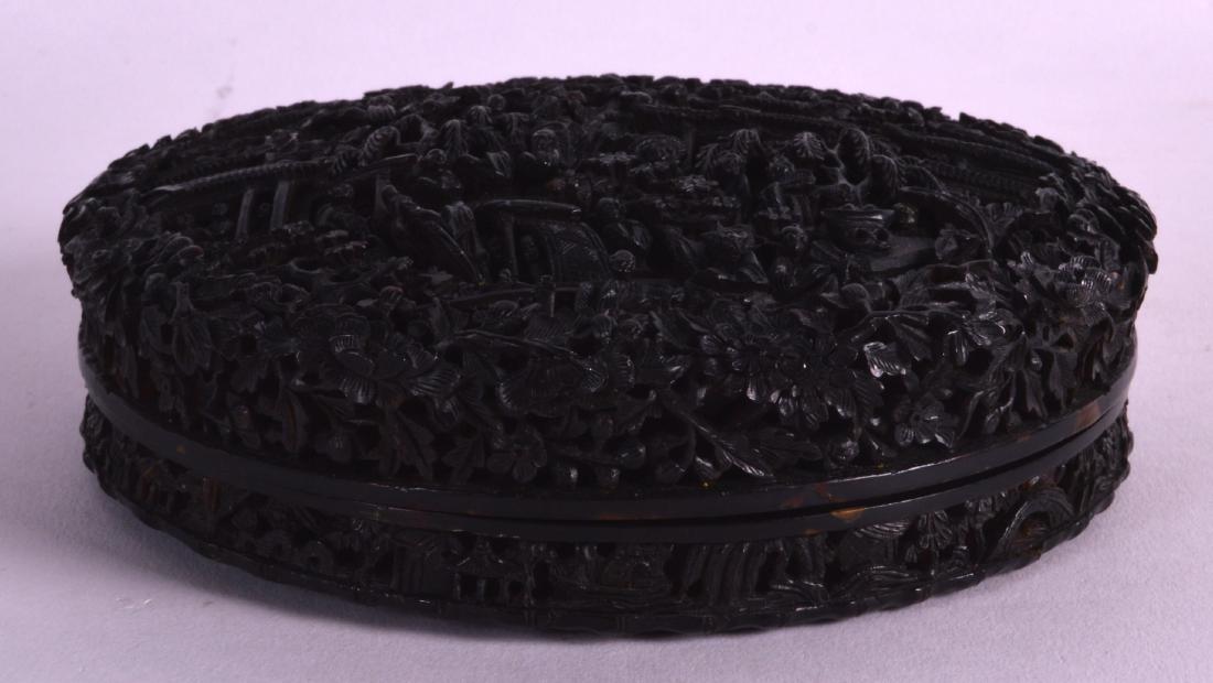 A GOOD LARGE 19TH CENTURY CHINESE CARVED TORTOISESHELL (1 of 2)
