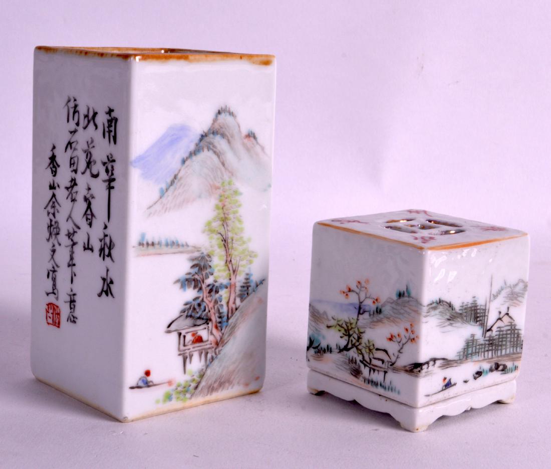 A CHINESE REPUBLICAN PERIOD FAMILLE ROSE BRUSH POT (1 of 2)