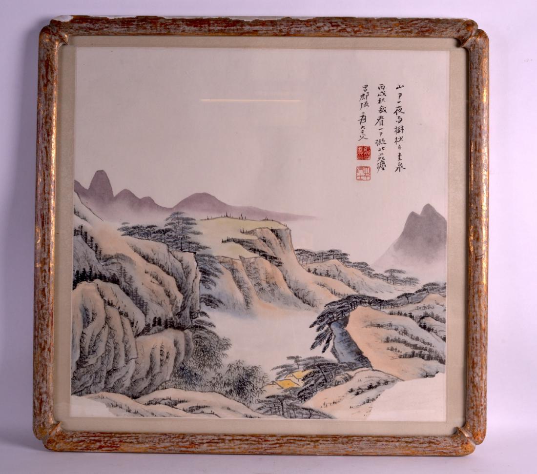 A FRAMED EARLY 20TH CENTURY CHINESE INKWORK PANEL (1 of 2)