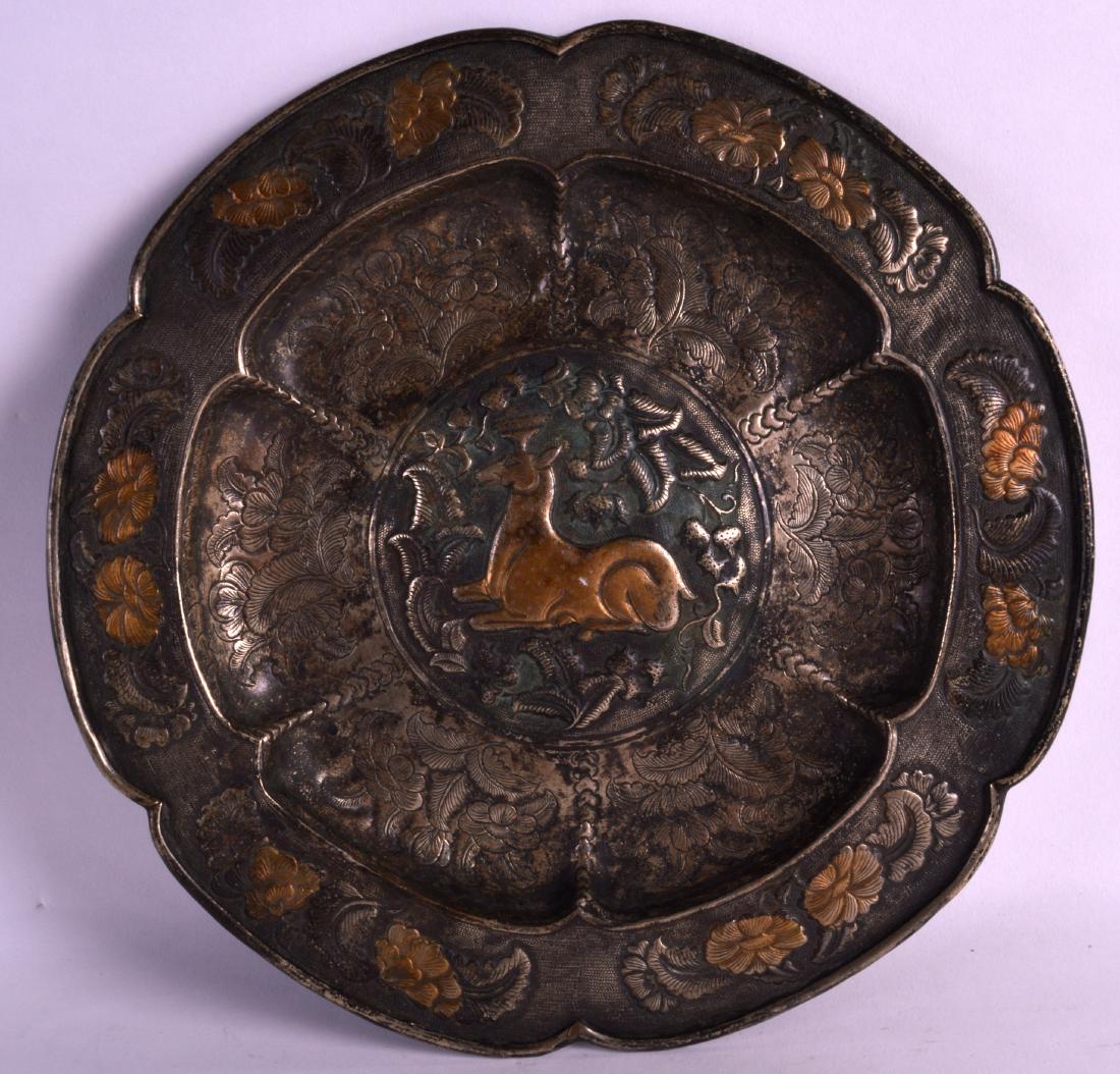 A FINE EARLY CHINESE SILVER PETAL SHAPED DISH possibly (1 of 2)