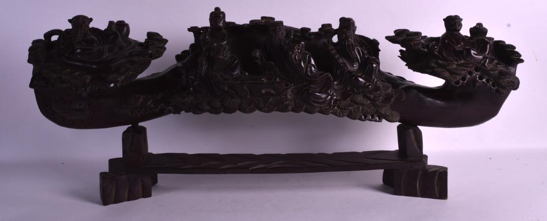 A LARGE 19TH CENTURY CHINESE CARVED HARDWOOD FIGURAL (1 of 5)