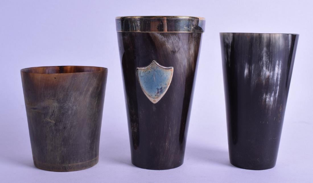 THREE ANTIQUE SCOTTISH HUNTING HORN BEAKERS. Largest (1 of 1)