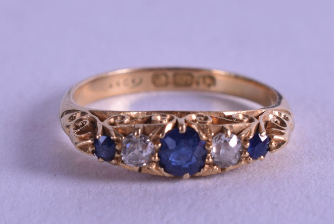 AN 18CT YELLOW GOLD EDWARDIAN SAPPHIRE AND DIAMOND (1 of 1)