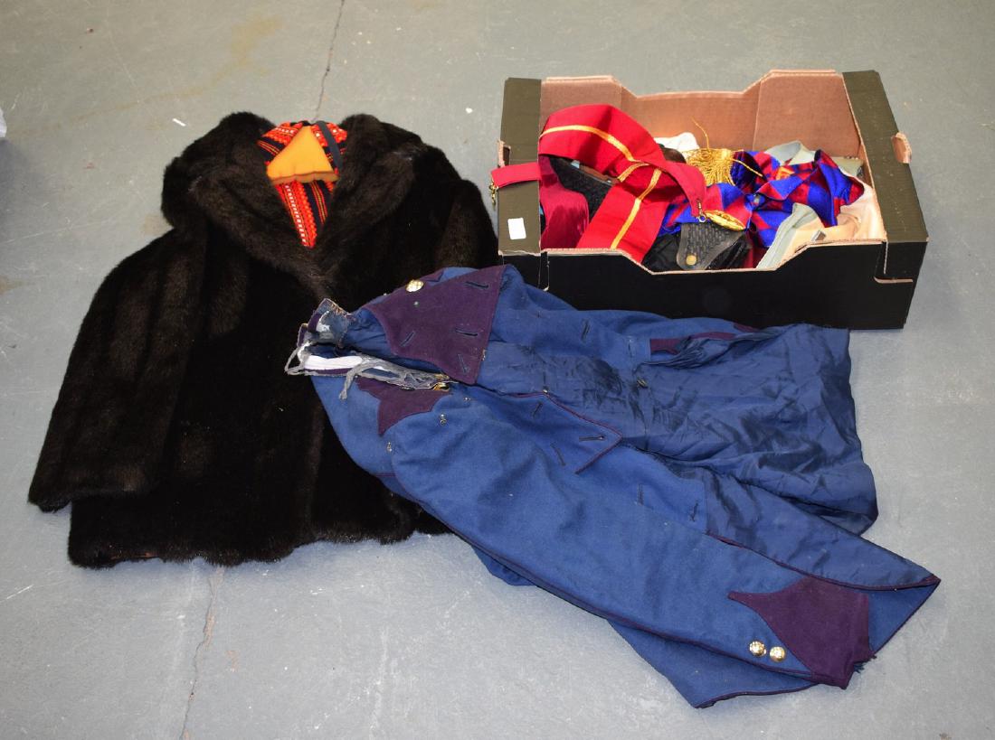 A COLLECTION OF MASONIC WARES together with a vintage: A COLLECTION OF MASONIC WARES together with a vintage fur coat. (qty)