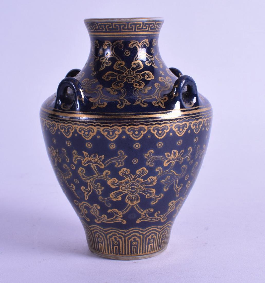 A 19TH CENTURY CHINESE BLUE GROUND BALUSTER VASE (1 of 3)