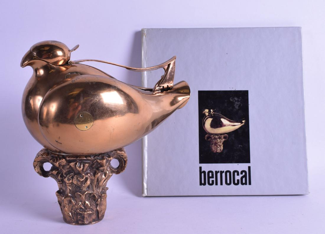 Miguel Berrocal (Born 1933) A large stylish Spanish: Miguel Berrocal (Born 1933) A large stylish Spanish bronze figure of a bird upon a stump, No 157 of 2000, sold together with the original book featuring the item. 23 cm x 17 cm closed.