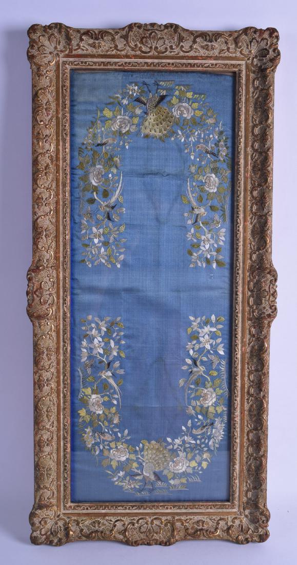 A FRAMED 19TH CENTURY CHINESE SILKWORK PANEL depicting (1 of 1)