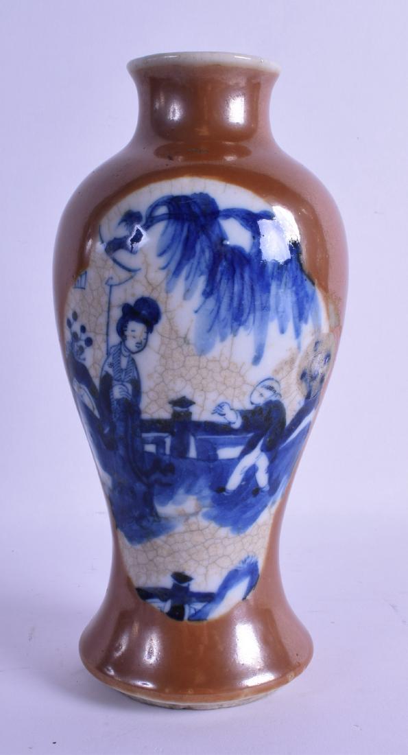 A 19TH CENTURY CHINESE BROWN GLAZED BALUSTER VASE (1 of 3)