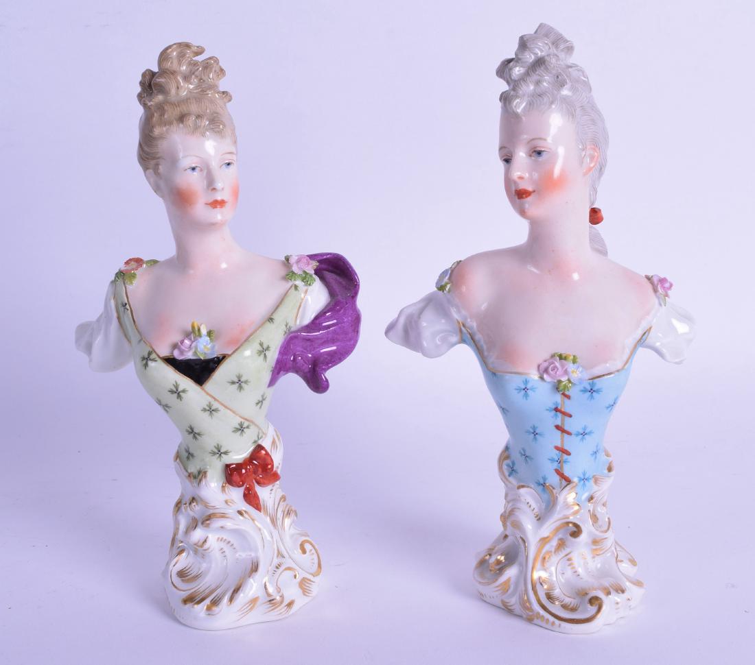 A PAIR OF 19TH CENTURY DRESDEN PORCELAIN BUSTS (1 of 2)
