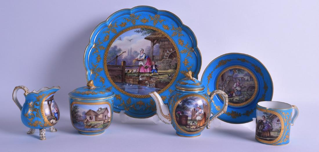 A FINE 18TH CENTURY SEVRES PORCELAIN TEA FOR ONE TEASET (1 of 2)