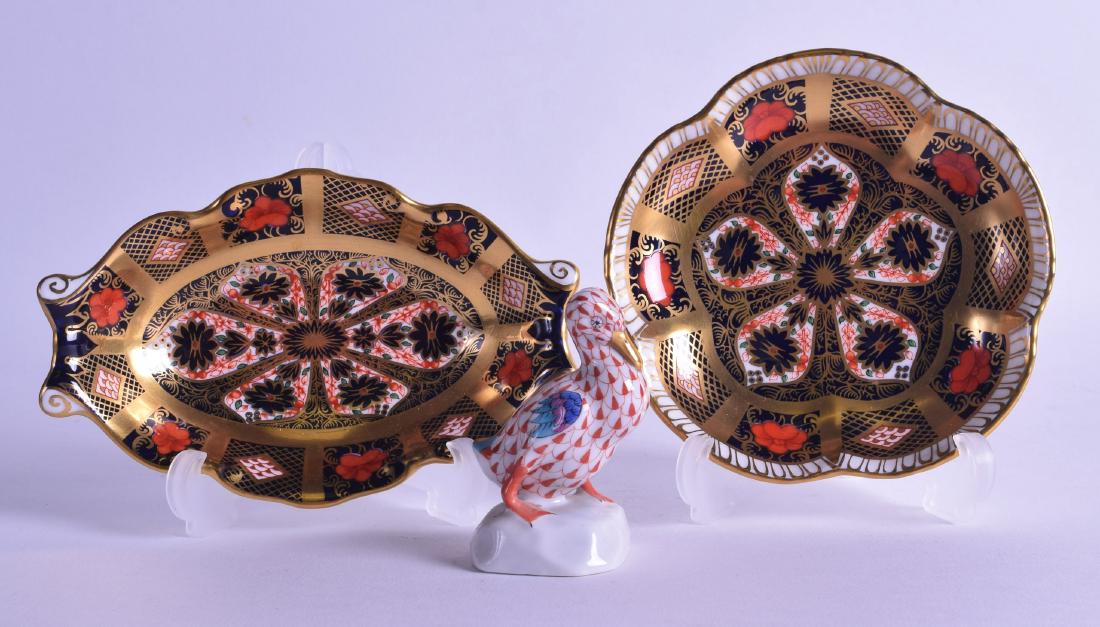 TWO CROWN DERBY IMARI DISHES together with a Herend (1 of 1)