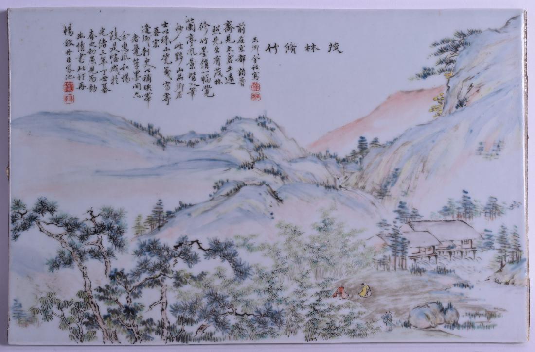 A GOOD CHINESE FAMILLE ROSE PORCELAIN PANEL painted (1 of 3)