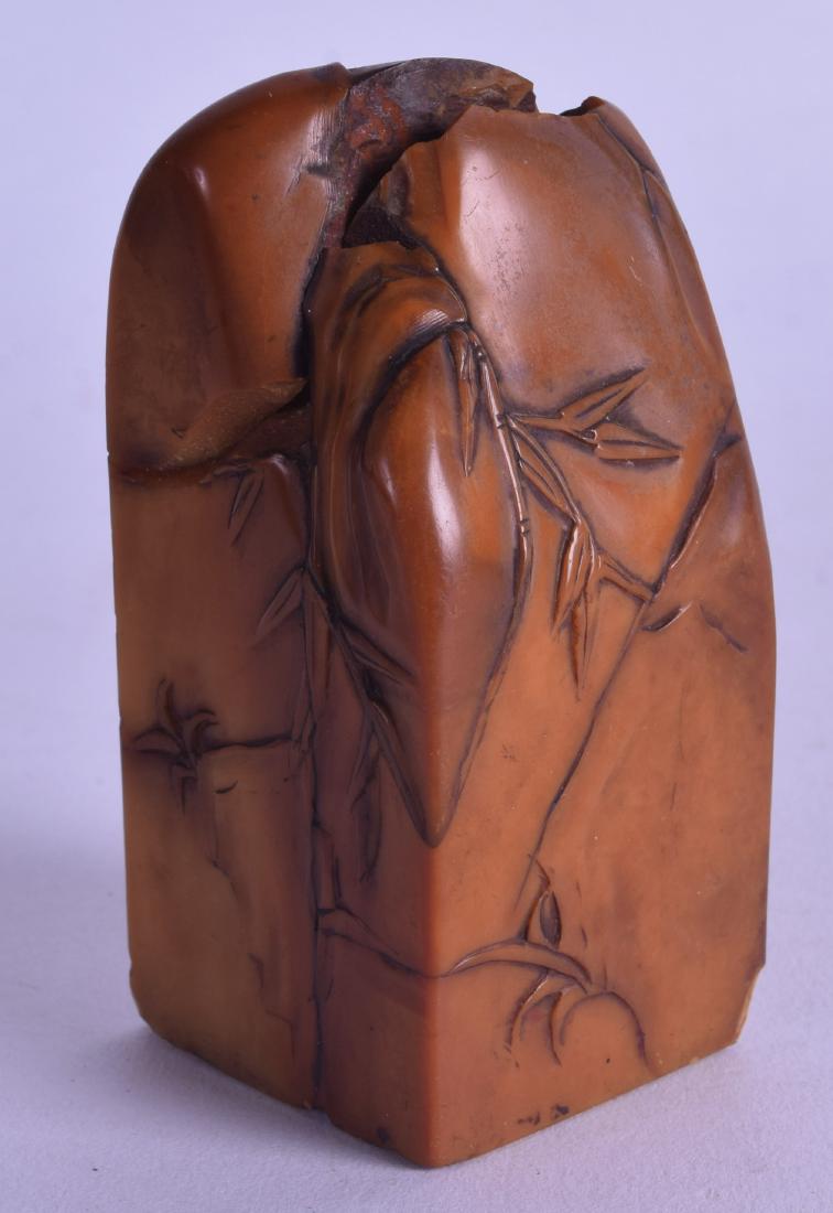 AN 18TH CENTURY CHINESE CARVED AMBER SOAPSTONE SEAL (1 of 3)