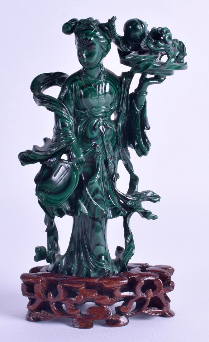 AN EARLY 20TH CENTURY CHINESE CARVED MALACHITE FIGURE (1 of 2)