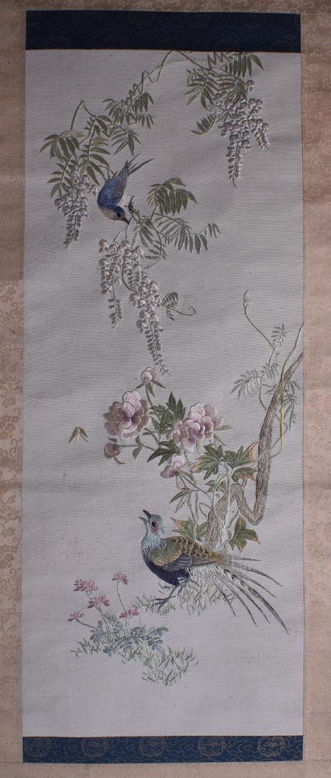 AN UNUSUAL EARLY 20TH CENTURY CHINESE SILKWORK SCROLL (1 of 2)