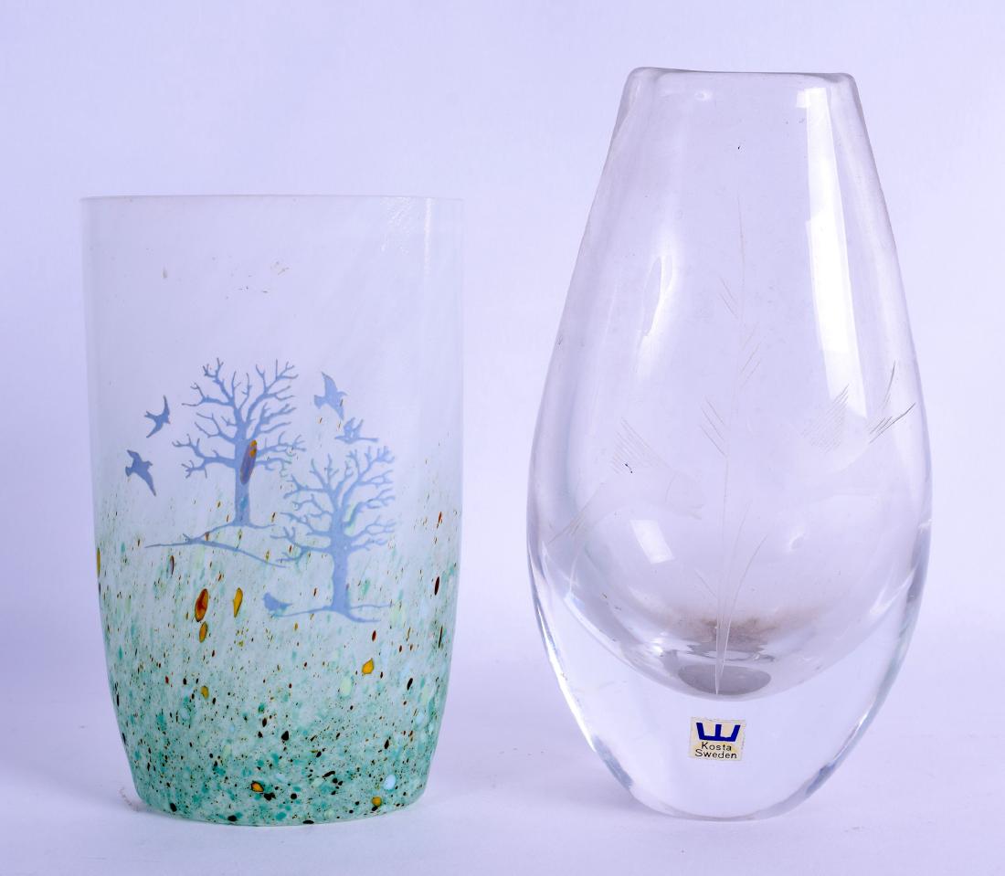 A SWEDISH KOSTA BODA ART GLASS ENAMELLED VASE together (1 of 1)