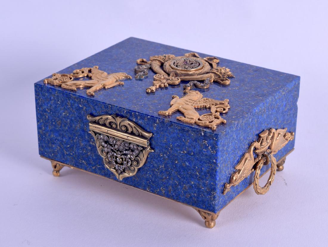 A RUSSIAN SILVER GILT AND LAPIS LAZULI CARVED DIAMOND (1 of 3)