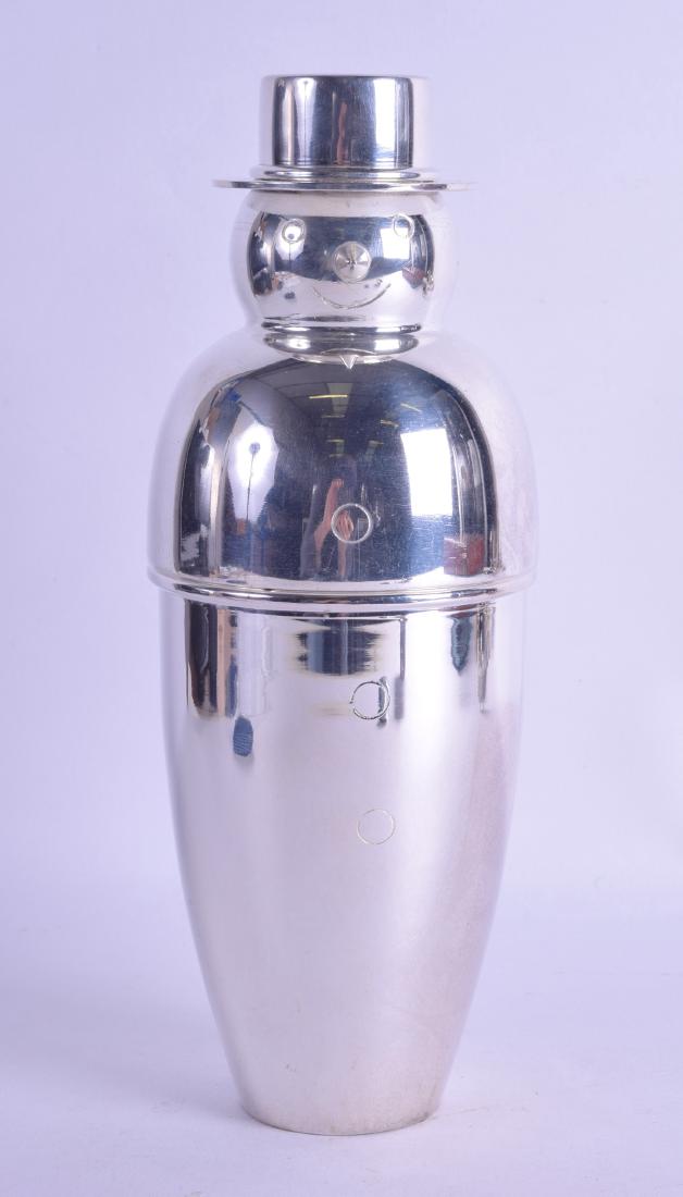 A CONTEMPORARY SILVER PLATED PENGUIN COCKTAIL SHAKER. (1 of 1)
