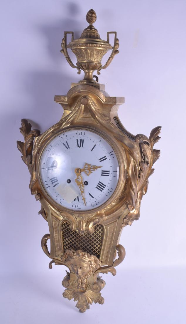 A LARGE 19TH CENTURY FRENCH ORMOLU CARTEL CLOCK with (1 of 2)