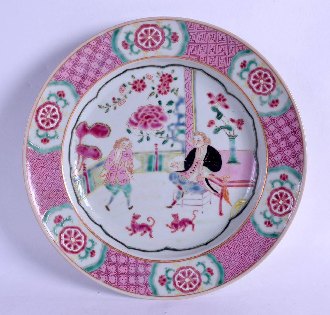 A CHINESE EXPORT FAMILLE ROSE 'EUROPEAN SUBJECT' (1 of 2)